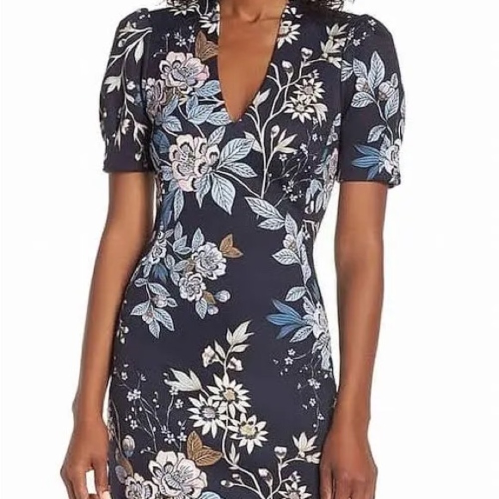 Vince Camuto floral print scuba sleath dress.